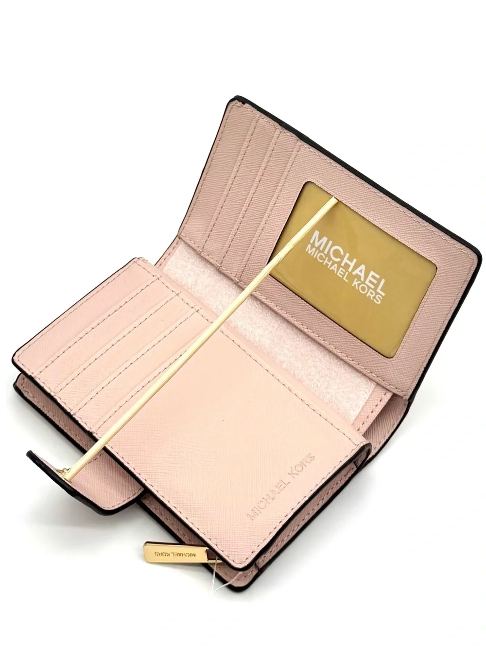 Michael Kors Bifold Zip Chain Wallet Powder Blush